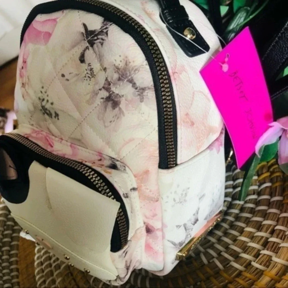Betsey Johnson Floral Puppy Dog Mini Backpack Cute Designer Bag NWT